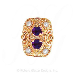 GS525 AMY/PL - 14 Karat Gold Slide with Amethyst center and Pearl accents 